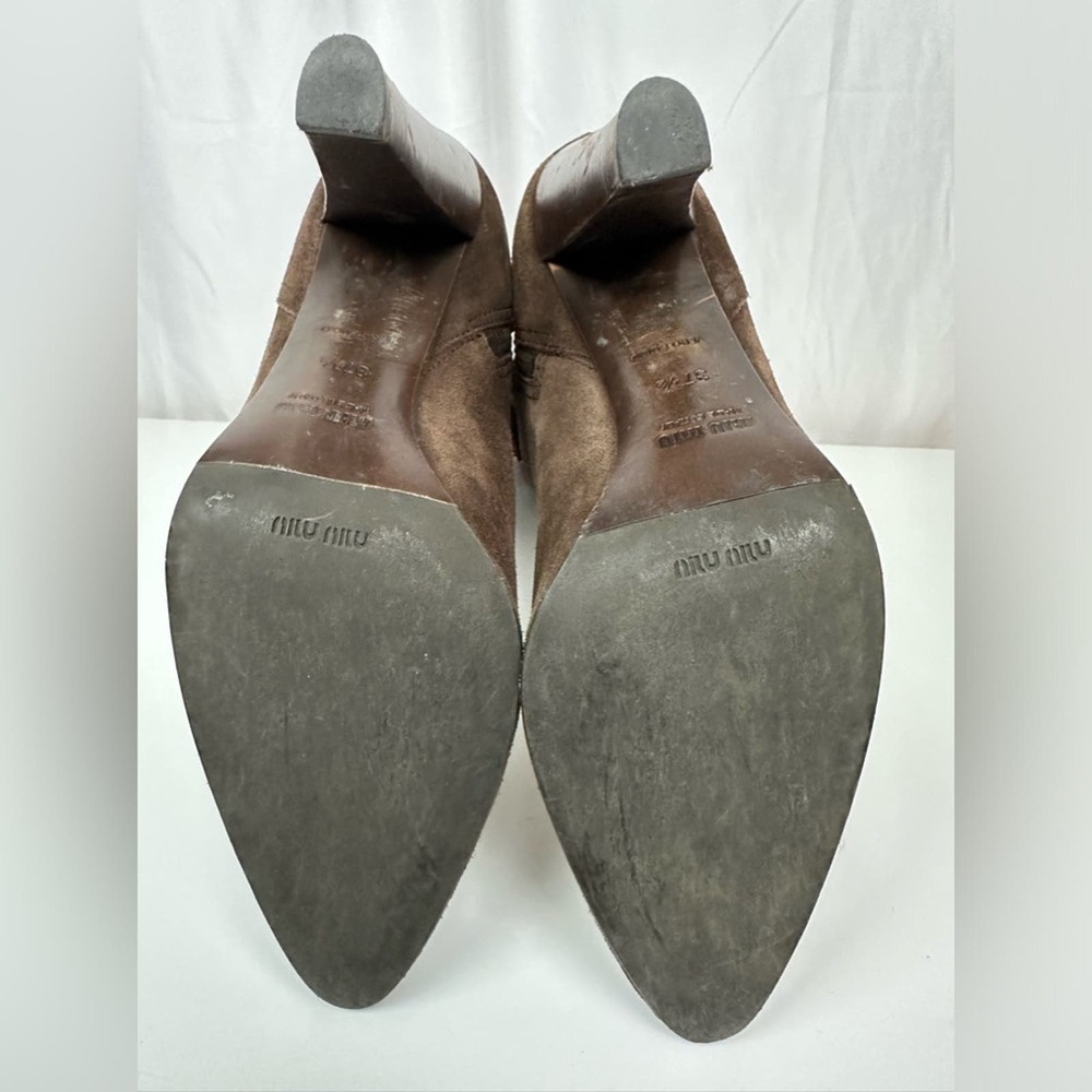 Miu Miu Chocolate Brown Suede Boots Sz 7.5 - Picture 13 of 16